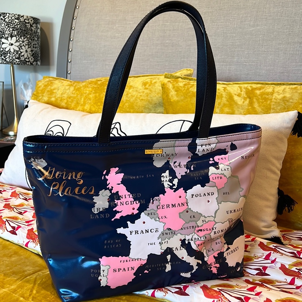 Kate Spade New York Going Places Europe Francis Tote w/ Pink Rhinestones, NWT